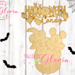 MH-78 Mickey y Mimi en calabaza con letrero halloween