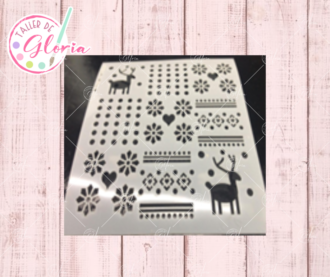 TGN-59 Estencil reno, puntos, flores
