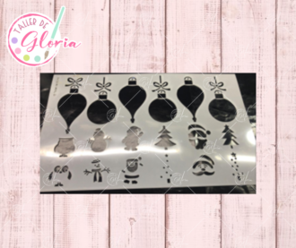 TGN-63 Estencil esferas con personajes navideños