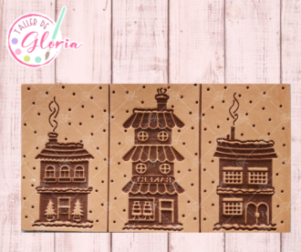 SR-597 Sello trio casitas navideñas G