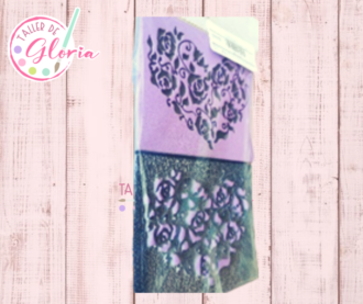 SR-223 Sello corazón rosas alto y bajo