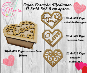 MA-033 Caja corazón mediana love flores