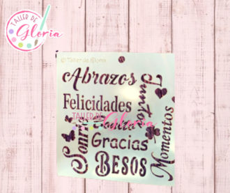TGM-37 Estencil palabras abrazos y besos