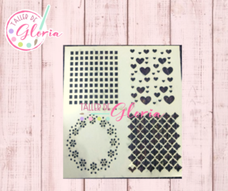 TGC-51 Estencil textura cuadros corazones