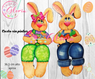 MP-006 Par de conejos sentados con caja