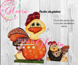 MTO-003 Porta rollo y servilletero gallina