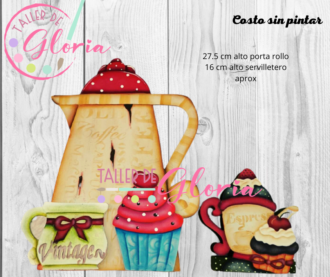 MTO-024 Porta rollo y servilletero cafetera cupcake