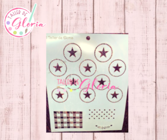TGF-208 Estencil círculo con estrellas