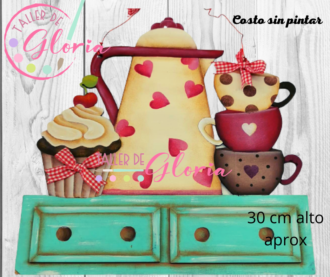 MTO-056 Perchero cafetera, tazas, cupcake