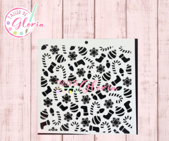 TGN-105 Estencil Textura Bastones, Esferas, Botas, Focos y Copos