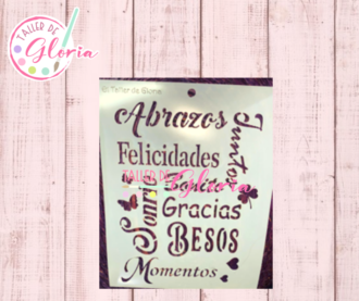 TGF-210 Estencil Palabras Abrazos y Besos