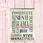 TGF-242 Estencil Frases Siente, Diviértete, Ama
