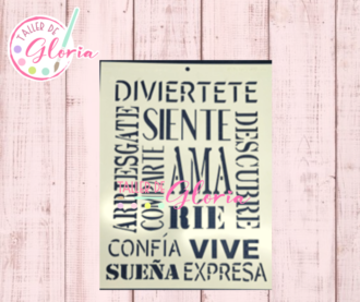TGF-242 Estencil Frases Siente, Diviértete, Ama