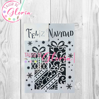 TGN-102 Esténcil Feliz Navidad Regalos
