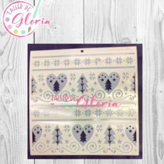 TGN-83 Esténcil Corazones con Pinos 2 pasos